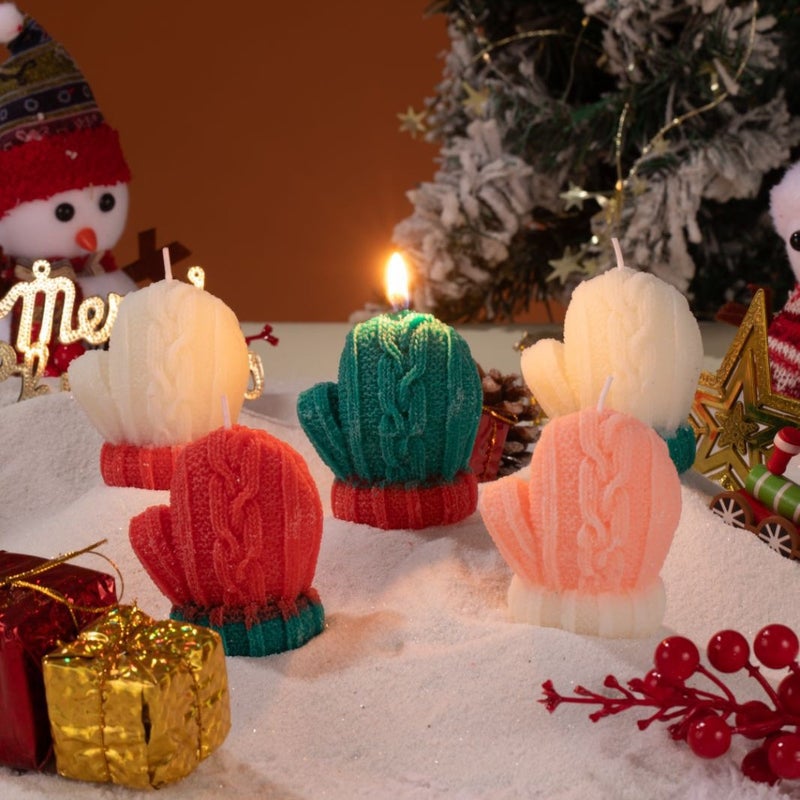 Christmas Yarn Gloves Scented Candle Holiday Gift Ins Po Props Diy Creative Ornaments Aromatherapy Handmade - Image 4